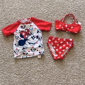 Toddler Girl Minnie Mouse Three Piece Swimwear